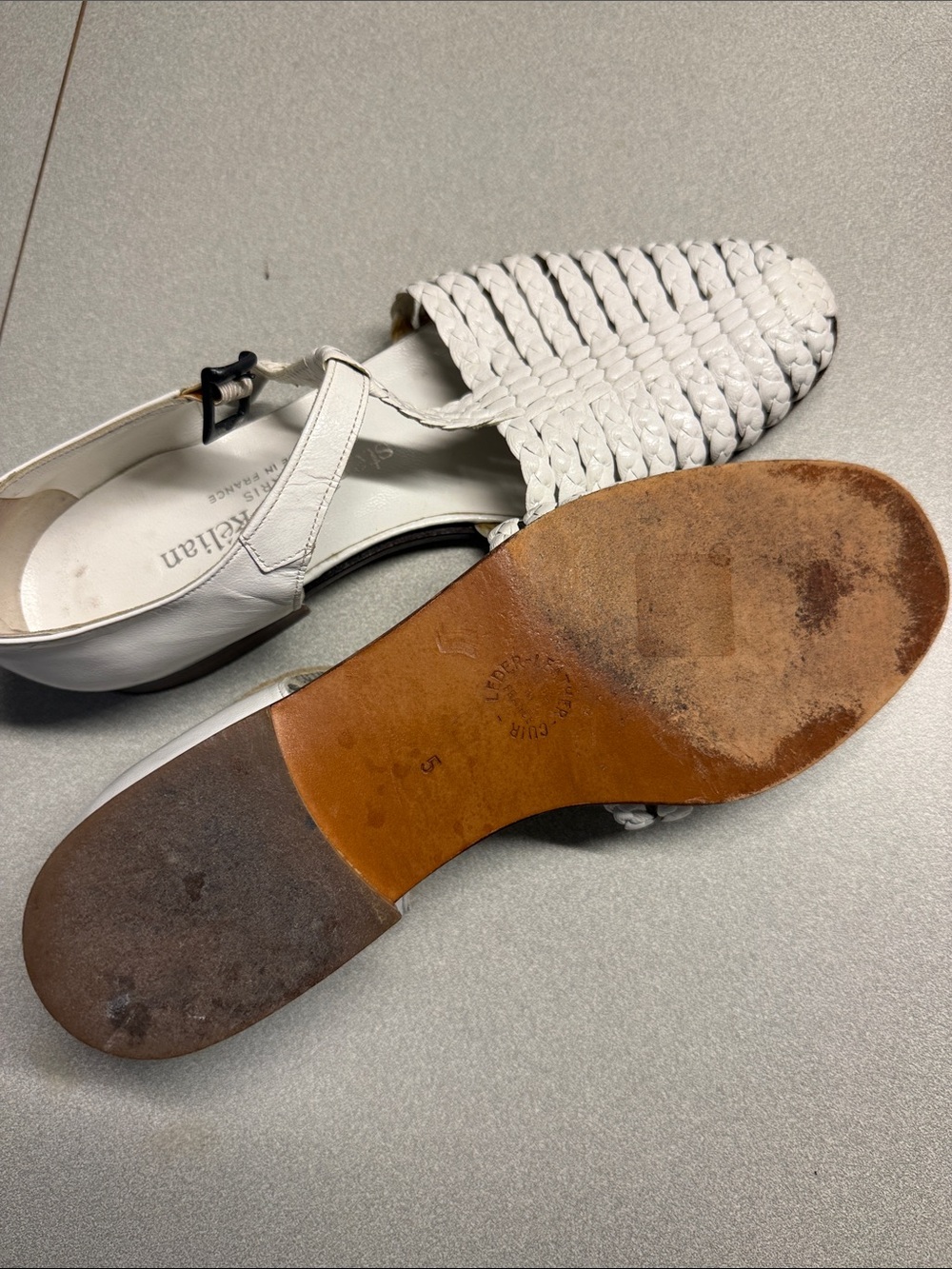 White Woven Leather Sandals - Picture 2 of 3